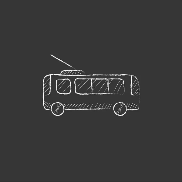 Trolleybus. Drawn in chalk icon. — Stock Vector