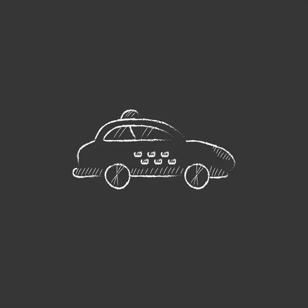 Carro de táxi. Desenhado no ícone de giz . — Vetor de Stock