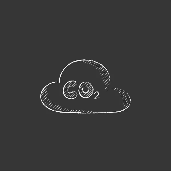 CO2 sign in cloud. Drawn in chalk icon. — Stock Vector