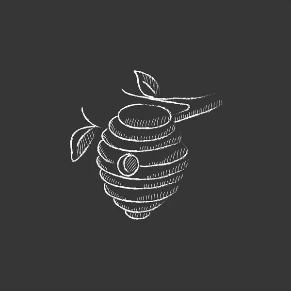 ミツバチの巣箱。チョークのアイコンの描画. — ストックベクタ