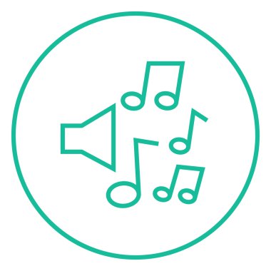 Hoparlörler müzik notlar çizgi simgesiyle.