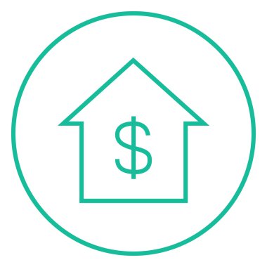 House ile dolar sembol satırı simgesi.