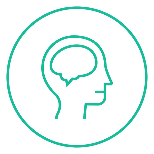 Human head with brain line icon.