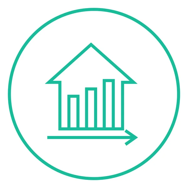 Graph of real estate prices growth line icon. — Wektor stockowy