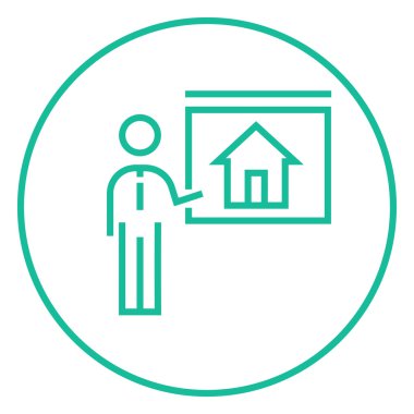 Emlakçı gösteren ev satırı simgesi.