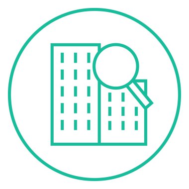 Kat mülkiyeti ve Büyüteç camı satırı simgesi.