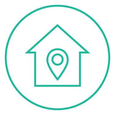 House with pointer line icon.