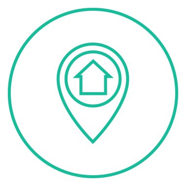 Pointer with house inside line icon.