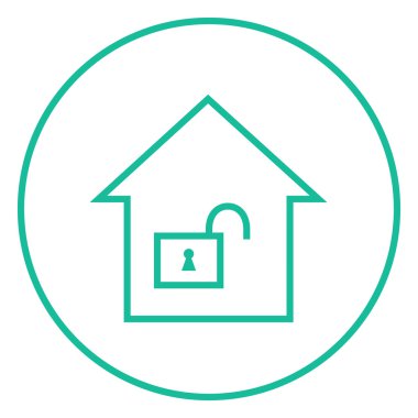 House ile açık kilit satırı simgesi.