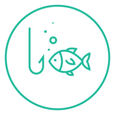 Kanca satırı simgesi ile balık.