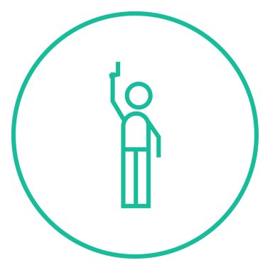 Silah satırı simgesi başlayan sinyal veren adam.