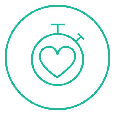 Kronometre ile kalp işareti satırı simgesi.