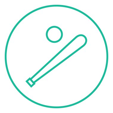 Beyzbol sopası ve topu satırı simgesi.