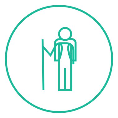 Turist backpacker satırı simgesi.