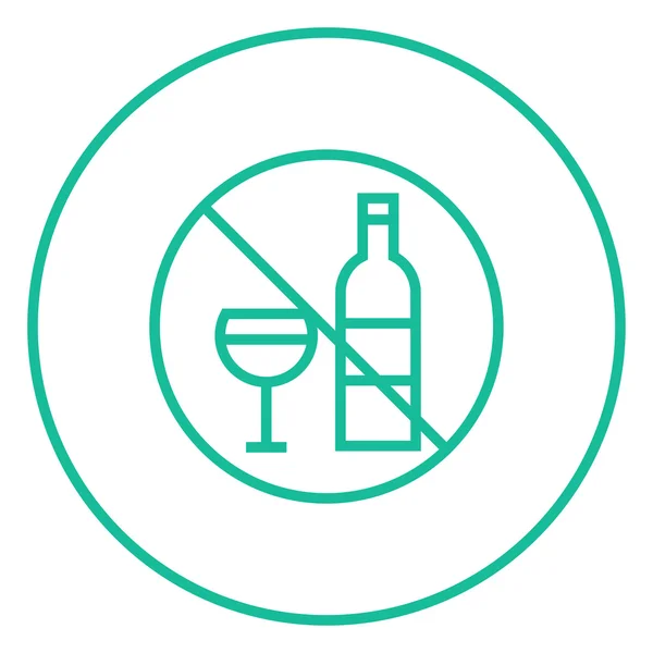 Geen alcohol teken lijn pictogram. — Stockvector