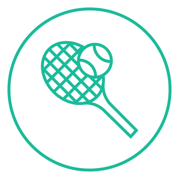 Tennis racket en bal lijn pictogram. — Stockvector