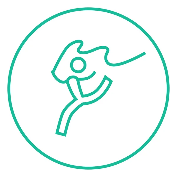 Gymnaste avec icône de ligne de bande . — Image vectorielle
