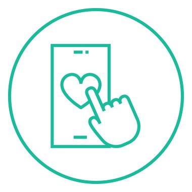 Smartphone ile kalp işareti satırı simgesi.