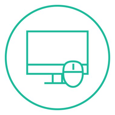 Bilgisayar monitörü ve fare satırı simgesi.