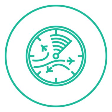 Radar ekranı ile uçak satırı simgesi.