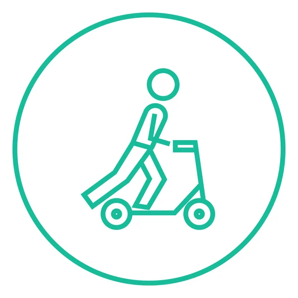 Hombre montando patada scooter línea icono . — Vector de stock