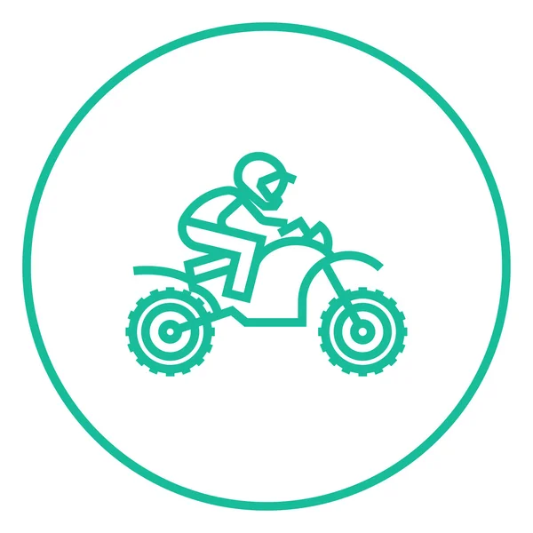 Man paardrijden motocross bike lijn pictogram. — Stockvector