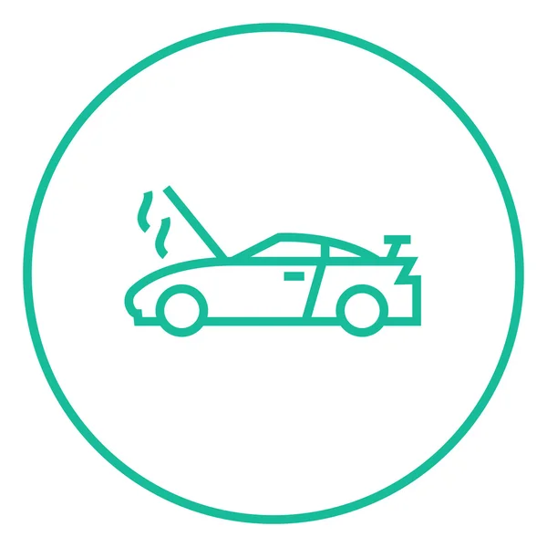 Coche roto con icono de línea de campana abierta . — Vector de stock