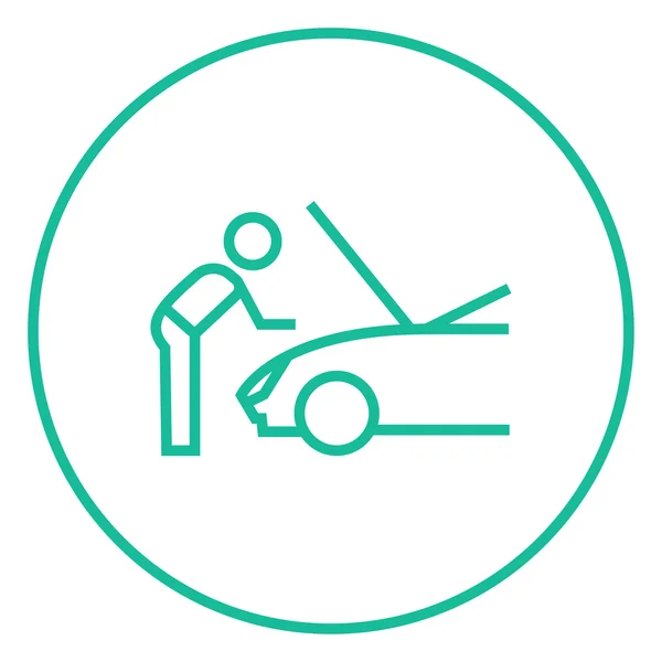 Hombre fijar icono de línea de coche . — Vector de stock