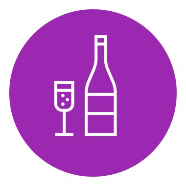 Şişe şampanya ve cam satırı simgesi.