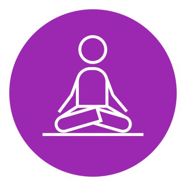 Lotus poz çizgisi simgesinde meditasyon adam.