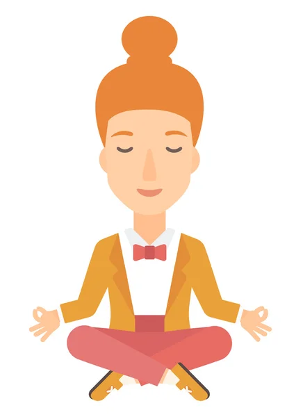 Mujer de negocios meditando en pose de loto . — Vector de stock