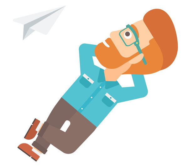 Бизнесмен отдыхает на облаке
.