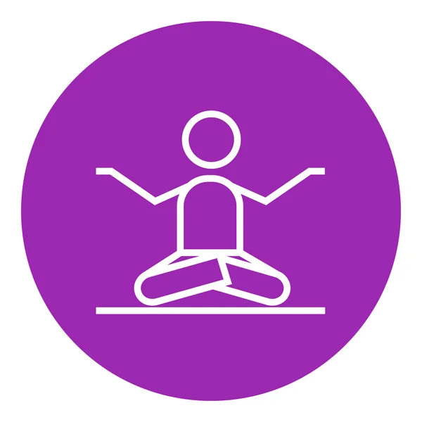 Man meditating in lotus pose line icon. — Stock Vector