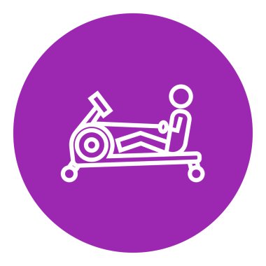 Spor salonu aparatı satırı simgesi ile egzersiz adam.