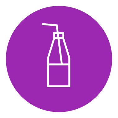 Cam şişe içme ile saman satırı simgesi.