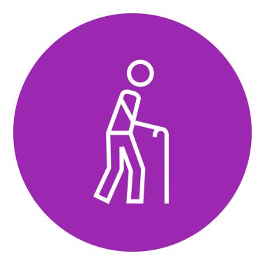 Baston çizgisi simgesi olan adam.