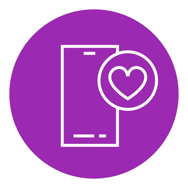 Smartphone with heart sign line icon. — Stock Vector