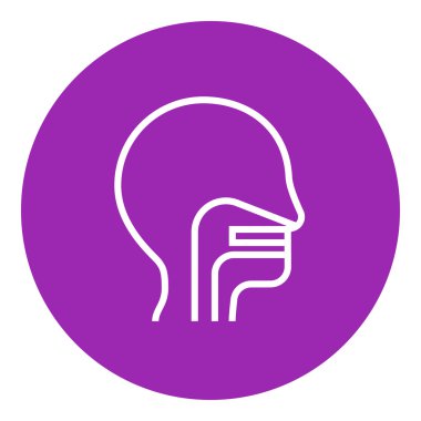 Kulak, burun, boğaz sistemi satırı simgesi ile insan kafası.