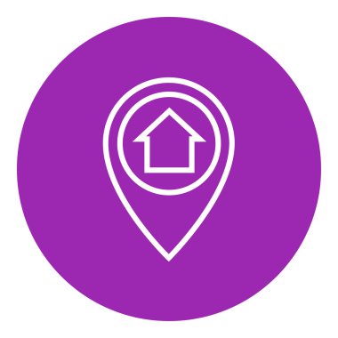 Pointer with house inside line icon.