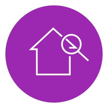 Ev ve Büyüteç camı satırı simgesi.