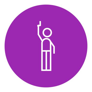 Silah satırı simgesi başlayan sinyal veren adam.