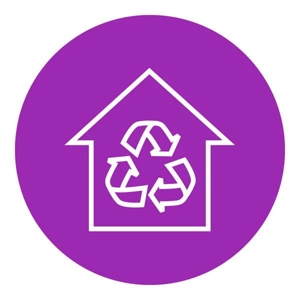 Casa con icono de línea de símbolo de reciclaje . — Vector de stock