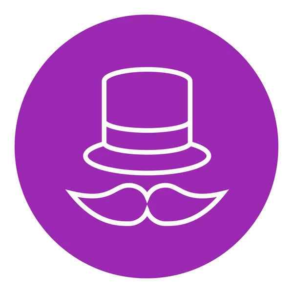 Chapeau et icône de ligne de moustache . — Image vectorielle