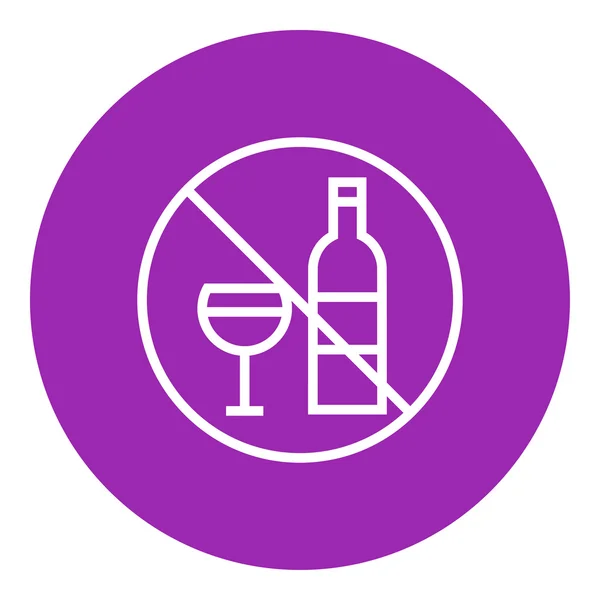 Geen alcohol teken lijn pictogram. — Stockvector