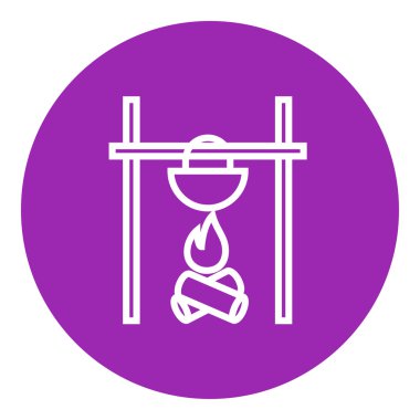 Kazan kamp ateşi satırı simgesi üzerinde pişirme.