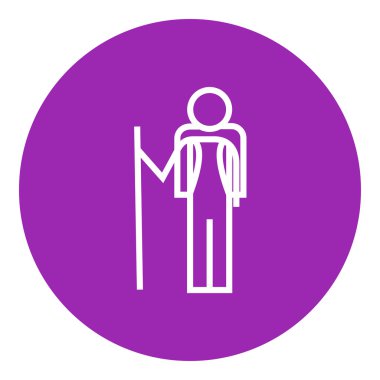 Turist backpacker satırı simgesi.