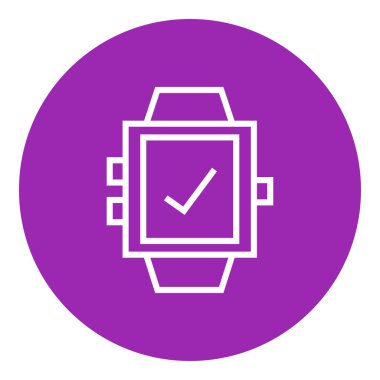 Smartwatch ile onay işareti satırı simgesi.