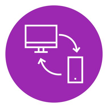 Mobil cihaz satırı simgesi bilgisayarla eşitleme.