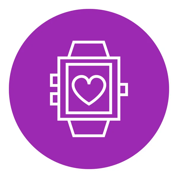 Smartwatch avec icône de ligne de signe cardiaque . — Image vectorielle