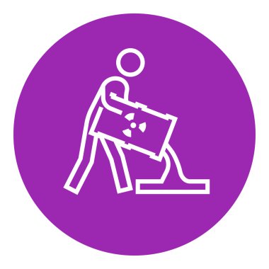 Petrol varil satırı simgesi olan adam.